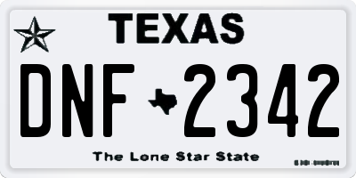 TX license plate DNF2342