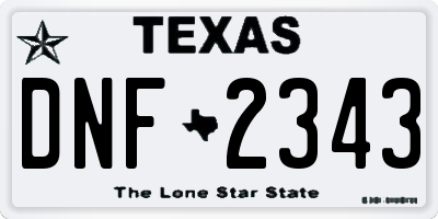 TX license plate DNF2343