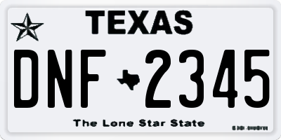 TX license plate DNF2345