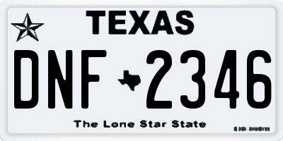 TX license plate DNF2346