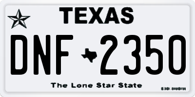 TX license plate DNF2350