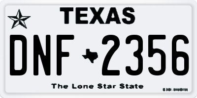 TX license plate DNF2356