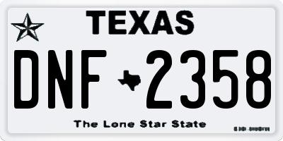 TX license plate DNF2358