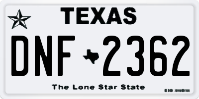 TX license plate DNF2362