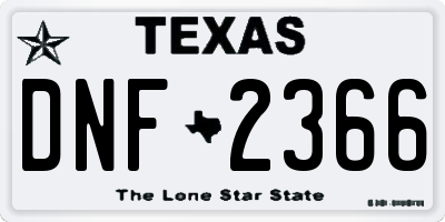 TX license plate DNF2366