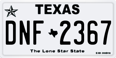 TX license plate DNF2367