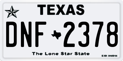 TX license plate DNF2378