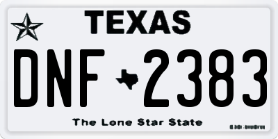 TX license plate DNF2383