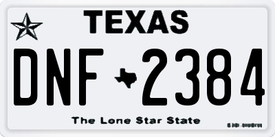 TX license plate DNF2384