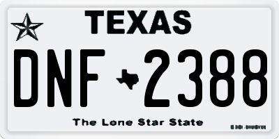 TX license plate DNF2388