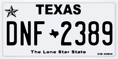 TX license plate DNF2389