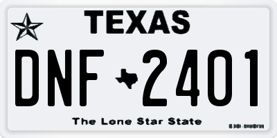 TX license plate DNF2401