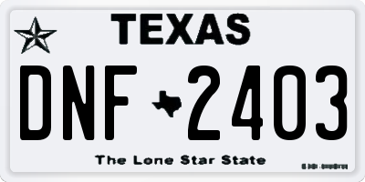 TX license plate DNF2403