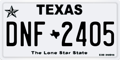 TX license plate DNF2405