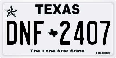 TX license plate DNF2407