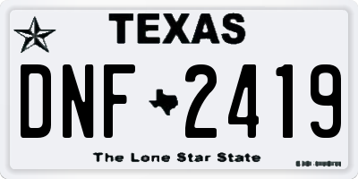 TX license plate DNF2419