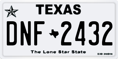 TX license plate DNF2432
