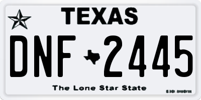 TX license plate DNF2445