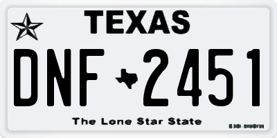 TX license plate DNF2451