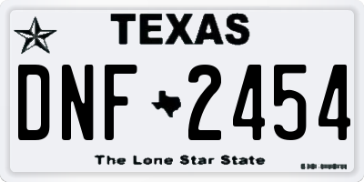 TX license plate DNF2454
