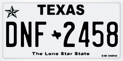 TX license plate DNF2458