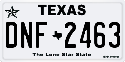 TX license plate DNF2463