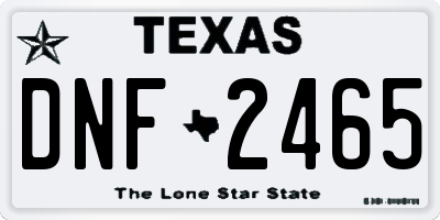 TX license plate DNF2465