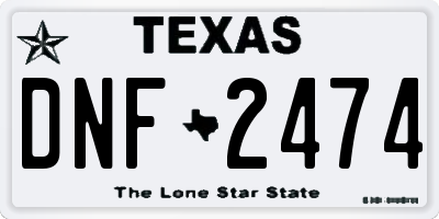 TX license plate DNF2474