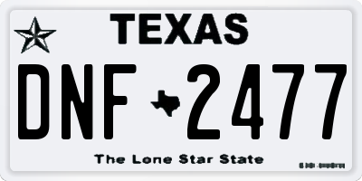 TX license plate DNF2477