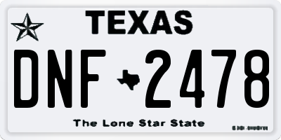 TX license plate DNF2478