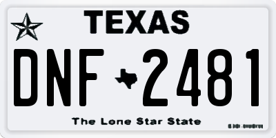 TX license plate DNF2481