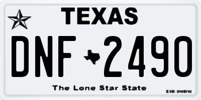 TX license plate DNF2490