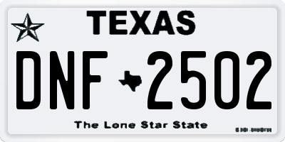 TX license plate DNF2502