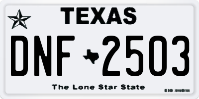 TX license plate DNF2503