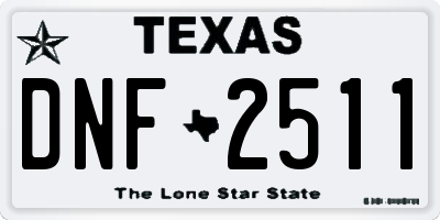 TX license plate DNF2511