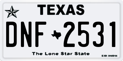 TX license plate DNF2531