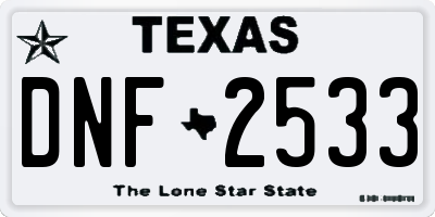 TX license plate DNF2533