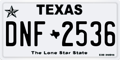 TX license plate DNF2536