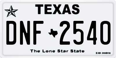 TX license plate DNF2540
