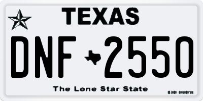 TX license plate DNF2550