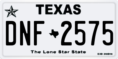 TX license plate DNF2575