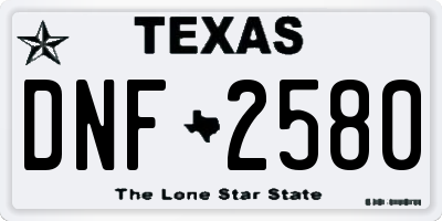 TX license plate DNF2580
