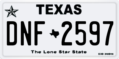 TX license plate DNF2597