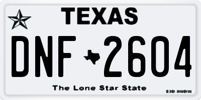 TX license plate DNF2604