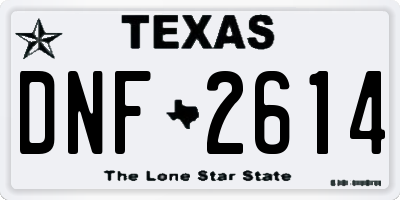 TX license plate DNF2614