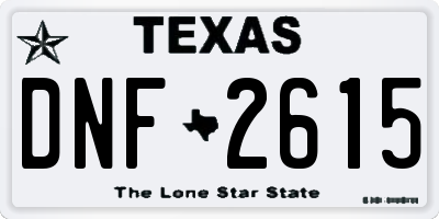 TX license plate DNF2615