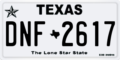 TX license plate DNF2617