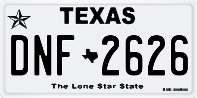 TX license plate DNF2626
