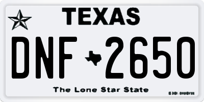 TX license plate DNF2650