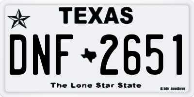 TX license plate DNF2651